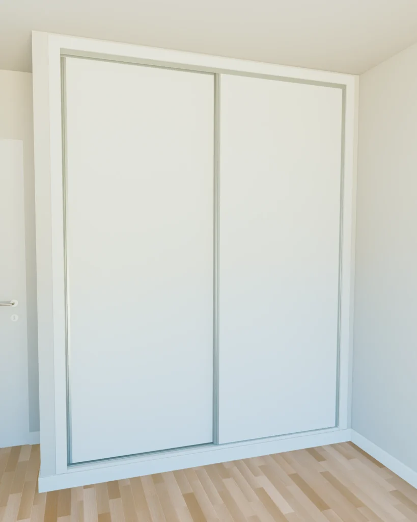 Diseño 3D del placard con puertas corredizas cerradas